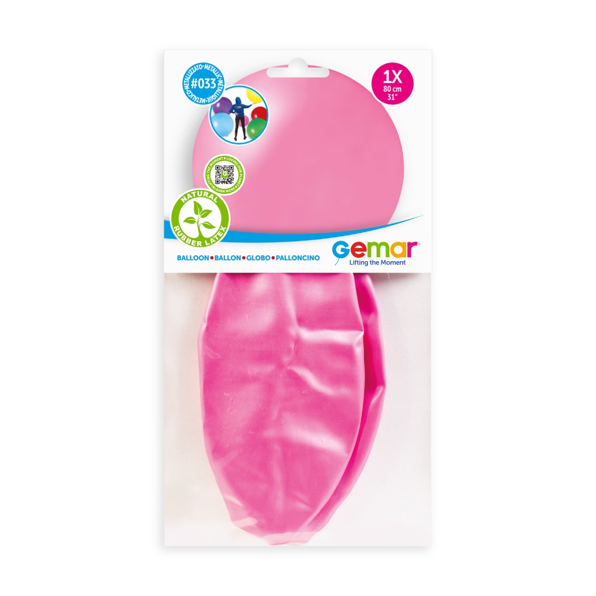 Gemar 31" Metallic Rose #073 GM30 1pc Round Balloon — Italian store hang-pack original 1200px