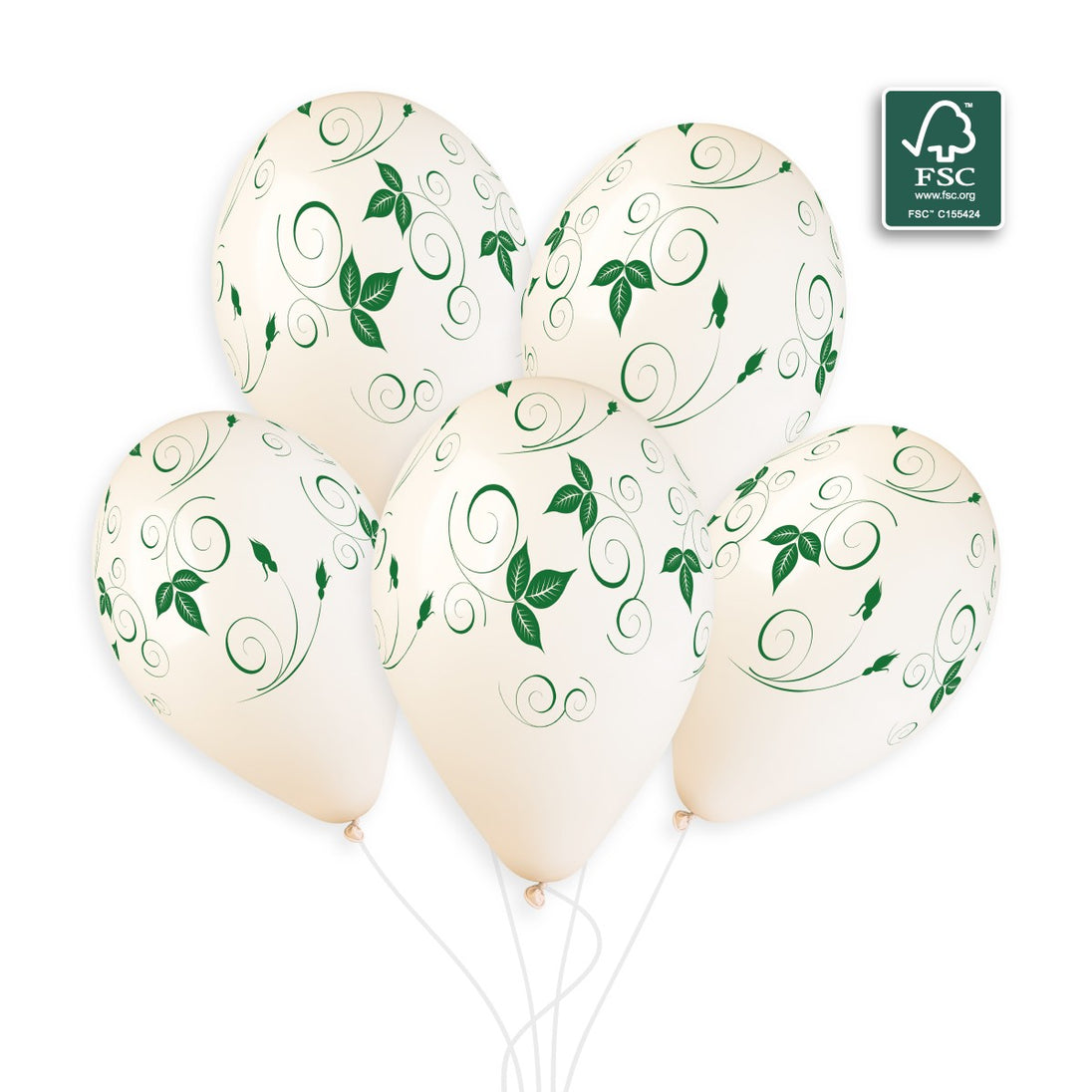 Gemar 13" Leaves #106 Green Print Round Balloons 25pcs — Italian store beauty original 1200px