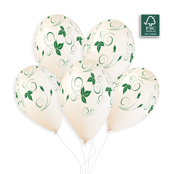 Gemar 13" Leaves #106 Green Print Round Balloons 25pcs — Italian store beauty original 1200px