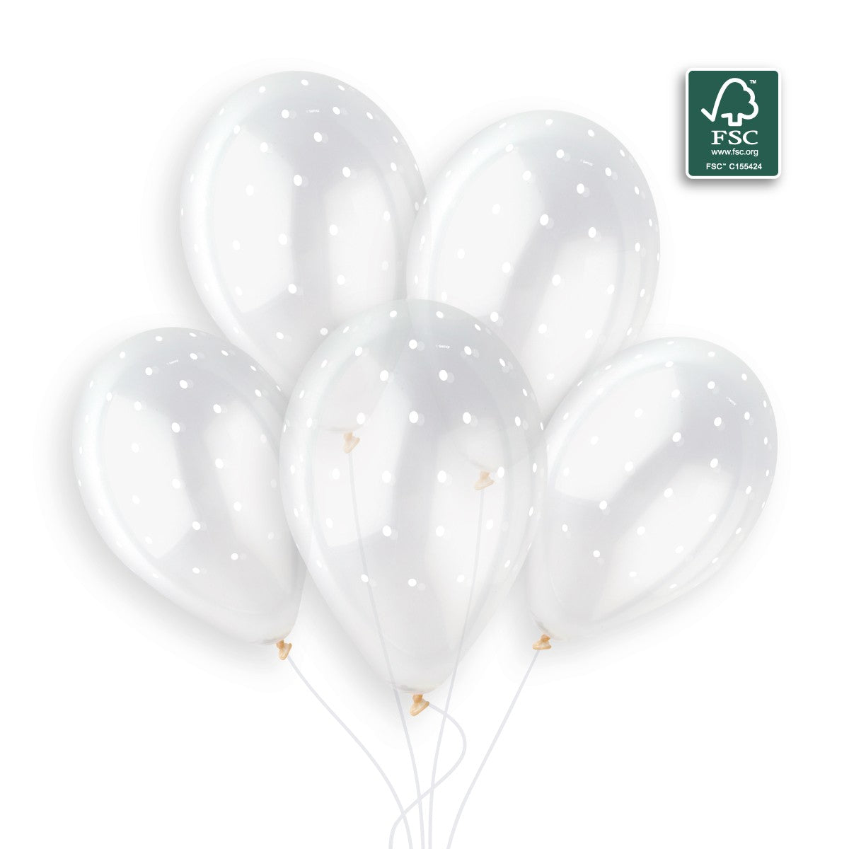 Gemar 13" Chic Dots #000 Crystal, White Print Round Balloons 25pcs — Italian store beauty original 1200px