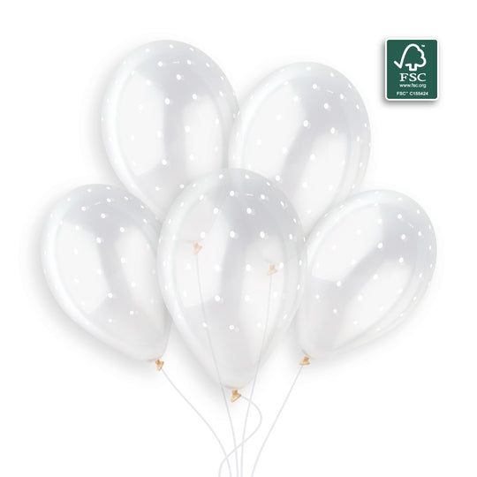 Gemar 13" Chic Dots #000 Crystal, White Print Round Balloons 25pcs — Italian store beauty original 1200px