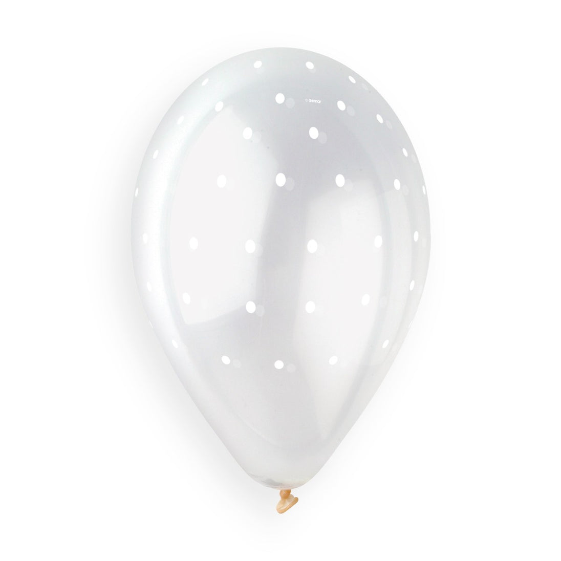 Gemar 13" Chic Dots #000 Crystal, White Print Round Balloons 25pcs — Italian store true-colour / colour-print detail original 1200px