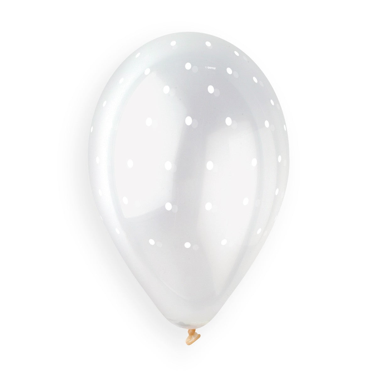 Gemar 13" Chic Dots #000 Crystal, White Print Round Balloons 25pcs — Italian store true-colour / colour-print detail original 1200px