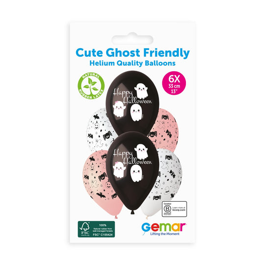 Gemar 13" Cute Ghost #1225 GS120 6pcs Round Balloon — Italian store pack original 1200px