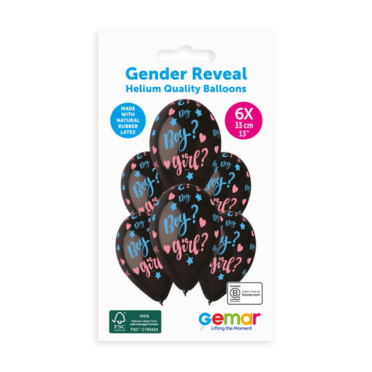 Gemar 13" Boy Or Girl #764 Gender Reveal GS120 6pcs Round Balloon — Italian store pack original 1200px