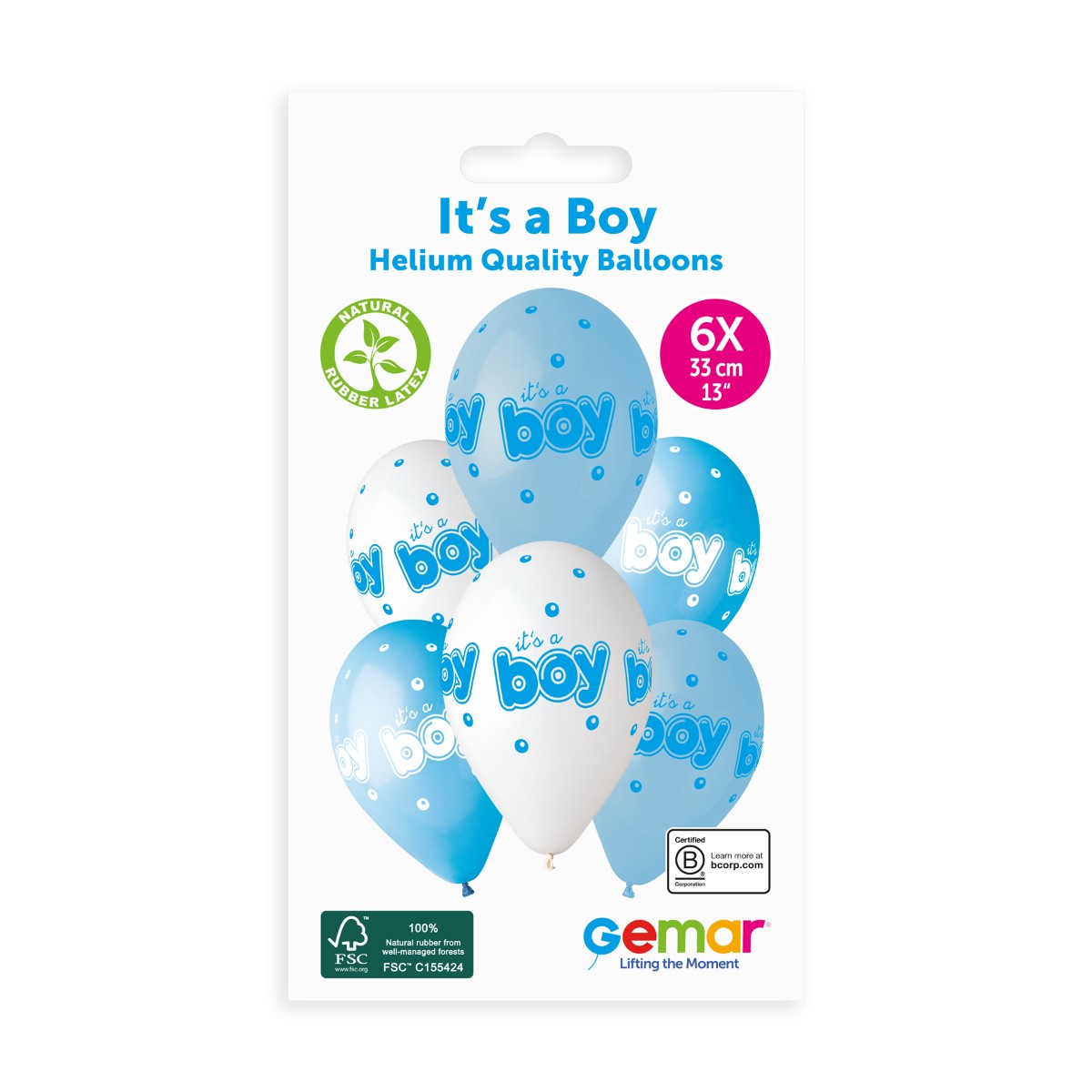 Gemar 13" It'S A Boy & Bubble #943 GS120 6pcs Round Balloon — Italian store pack original 1200px