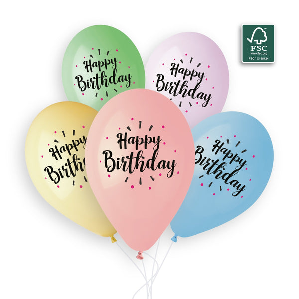 Gemar 13" Happy Birthday Pastel #888 GS120 6pcs Round Balloon — Italian store beauty original 1200px
