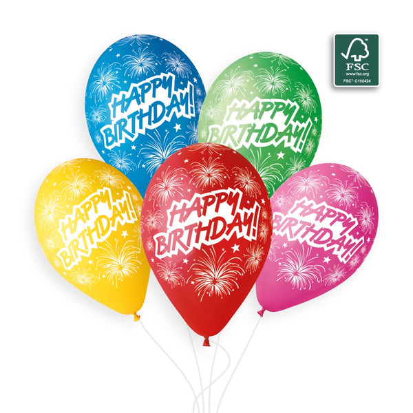 Gemar 13" Happy Birthday Celebration #041 GS120 6pcs Round Balloon — Italian store beauty original 1200px