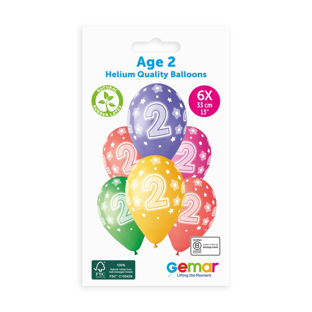 Gemar 13" Cosmic Stars Age 2 #847 GS120 6pcs Round Balloon — Italian store pack original 1200px