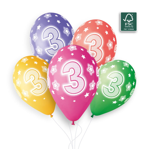 Gemar 13" Cosmic Stars Age 3 #848 GS120 6pcs Round Balloon — Italian store beauty original 1200px