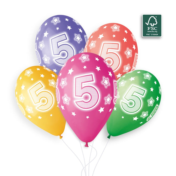 Gemar 13" Cosmic Stars Age 5 #851 GS120 6pcs Round Balloon — Italian store beauty original 1200px