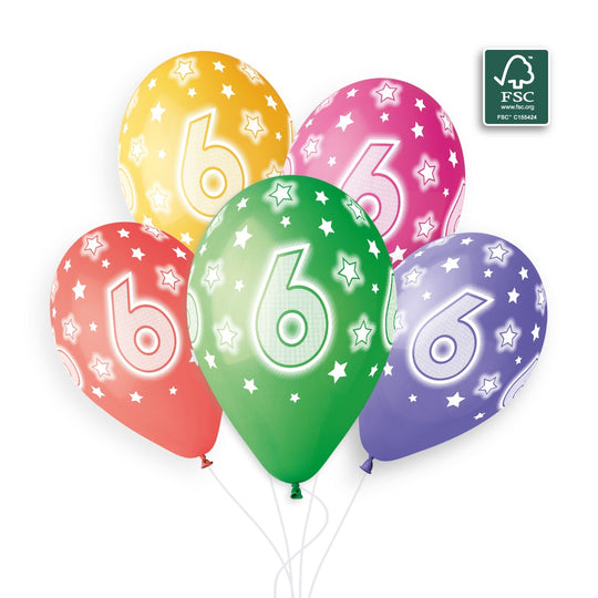 Gemar 13" Cosmic Stars Age 6 #852 GS120 6pcs Round Balloon — Italian store beauty original 1200px