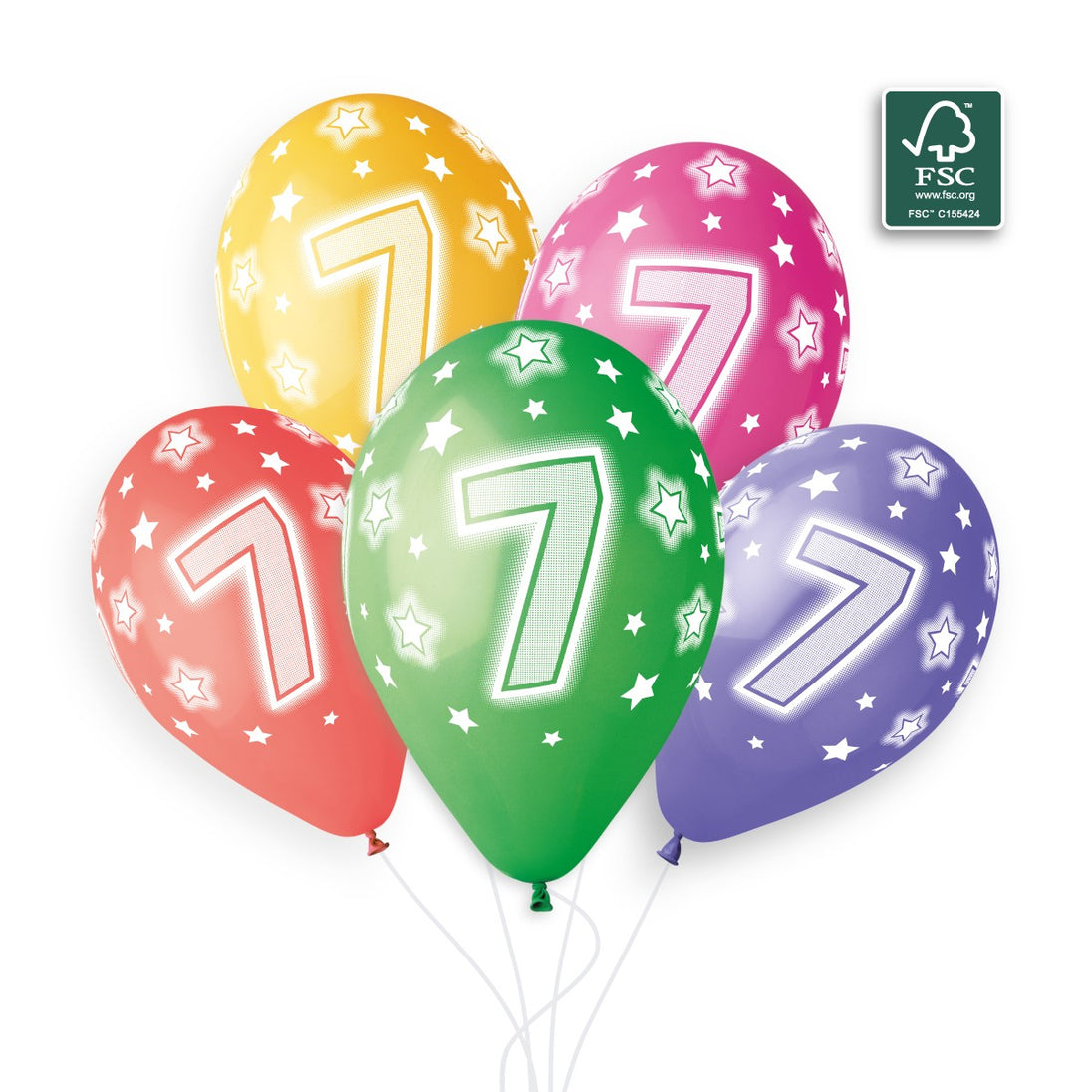 Gemar 13" Cosmic Stars Age 7 #855 GS120 6pcs Round Balloon — Italian store beauty original 1200px