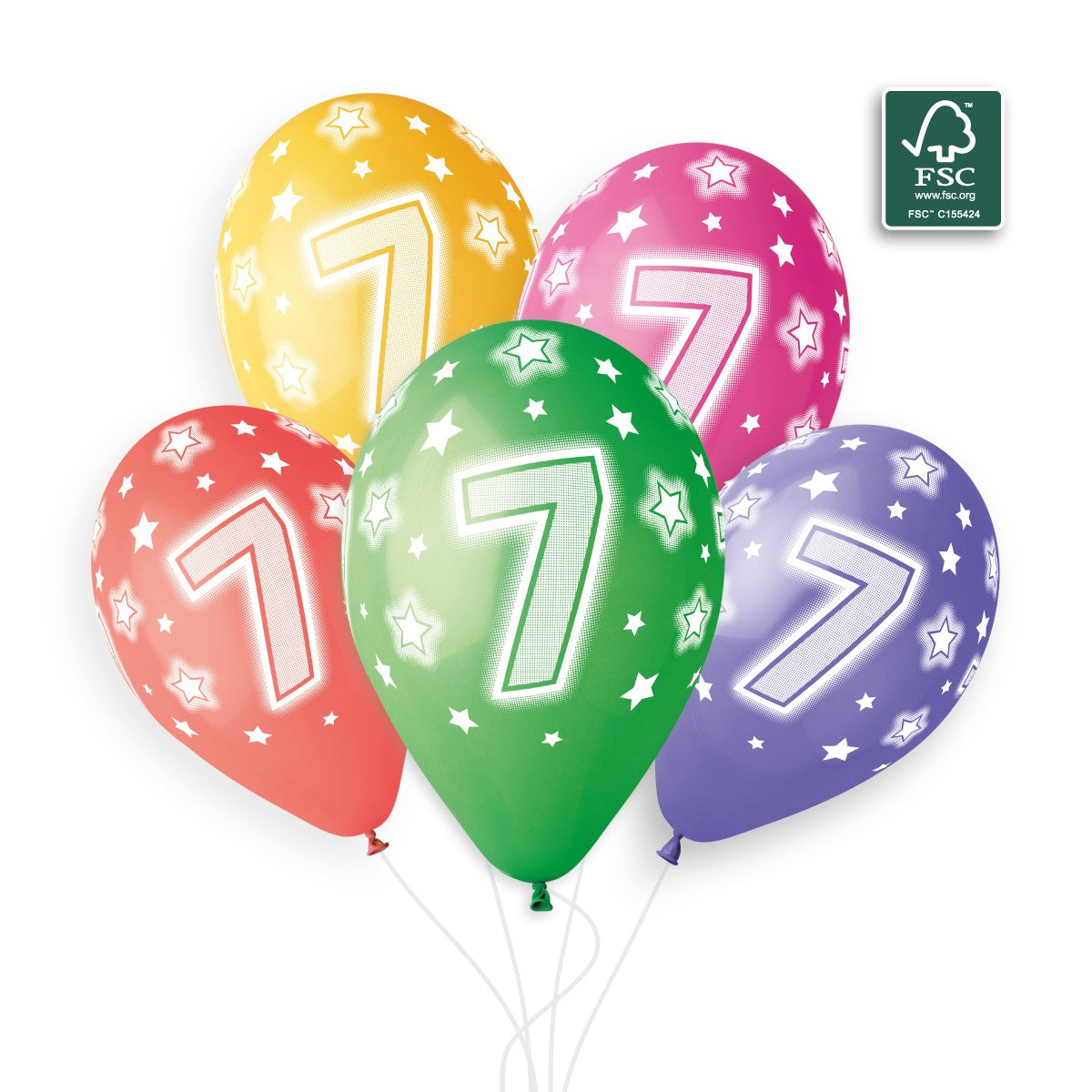 Gemar 13" Cosmic Stars Age 7 #855 GS120 6pcs Round Balloon — Italian store beauty original 1200px