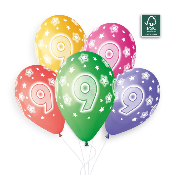 Gemar 13" Cosmic Stars Age 9 #857 GS120 6pcs Round Balloon — Italian store beauty original 1200px