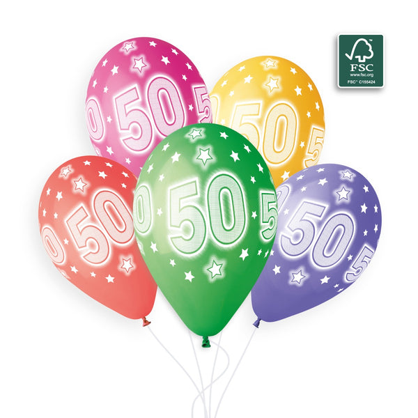 Gemar 13" Cosmic Stars Age 50 #873 GS120 6pcs Round Balloon — Italian store beauty original 1200px