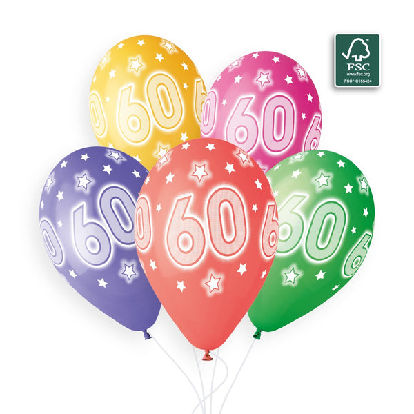 Gemar 13" Cosmic Stars Age 60 #931 GS120 6pcs Round Balloon — Italian store beauty original 1200px