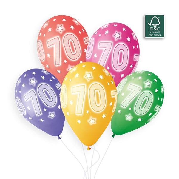 Gemar 13" Cosmic Stars Age 70 #932 GS120 6pcs Round Balloon — Italian store beauty original 1200px