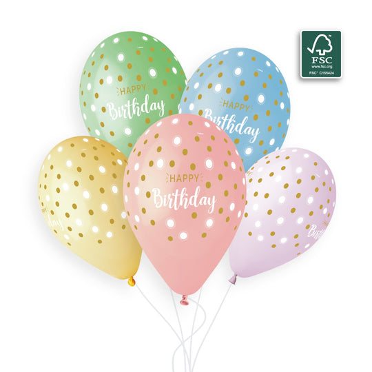 Gemar 13" Happy Birth. Golden Dots #1041 GS120 6pcs Round Balloon — Italian store beauty original 1200px