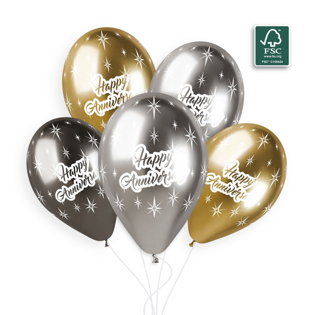 Gemar 13" Shiny Happy Anniv #4613" GBS120 6pcs Round Balloon — Italian store beauty original 1200px