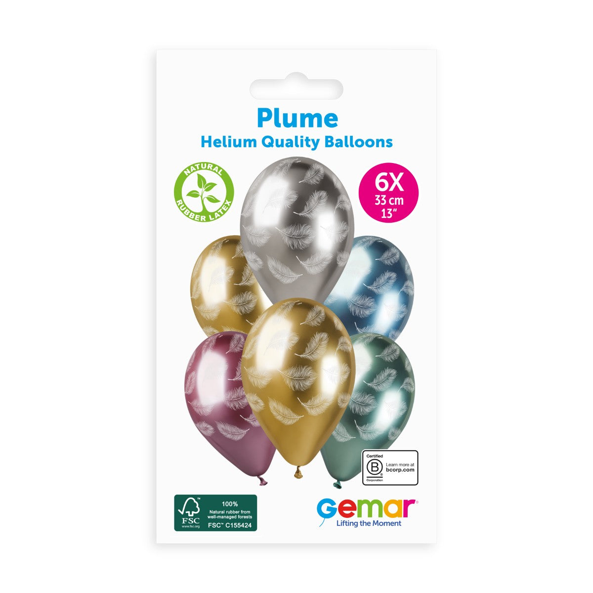 Gemar 13" Plume #1032 GBS120 6pcs Round Balloon — Italian store pack original 1200px