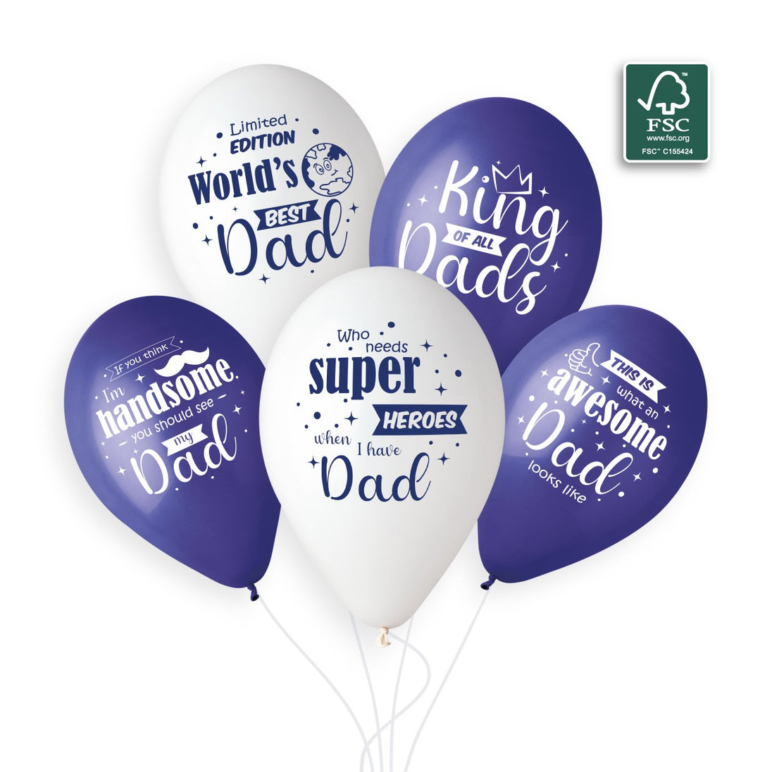 Gemar 13" King Of All Dads #1234-1235-1236-1237-1238 GS120 6pcs Round Balloon — Italian store beauty original 1200px