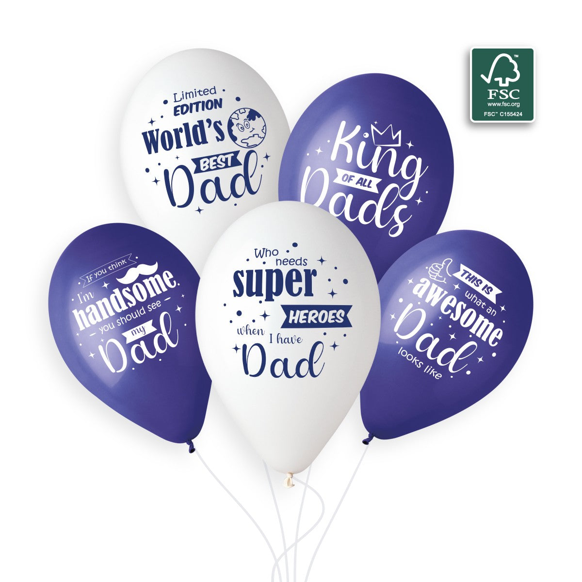 Gemar 13" King Of All Dads #1234-1235-1236-1237-1238 GS120 6pcs Round Balloon — Italian store beauty original 1200px