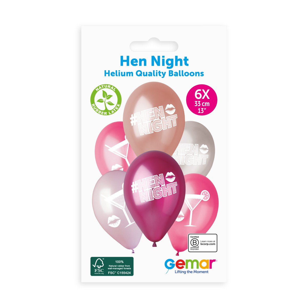 Gemar 13" Hen Night #761 GMS120 6pcs Round Balloon — Italian store pack original 1200px