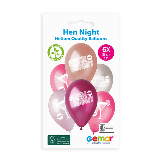 Gemar 13" Hen Night #761 GMS120 6pcs Round Balloon — Italian store pack original 1200px