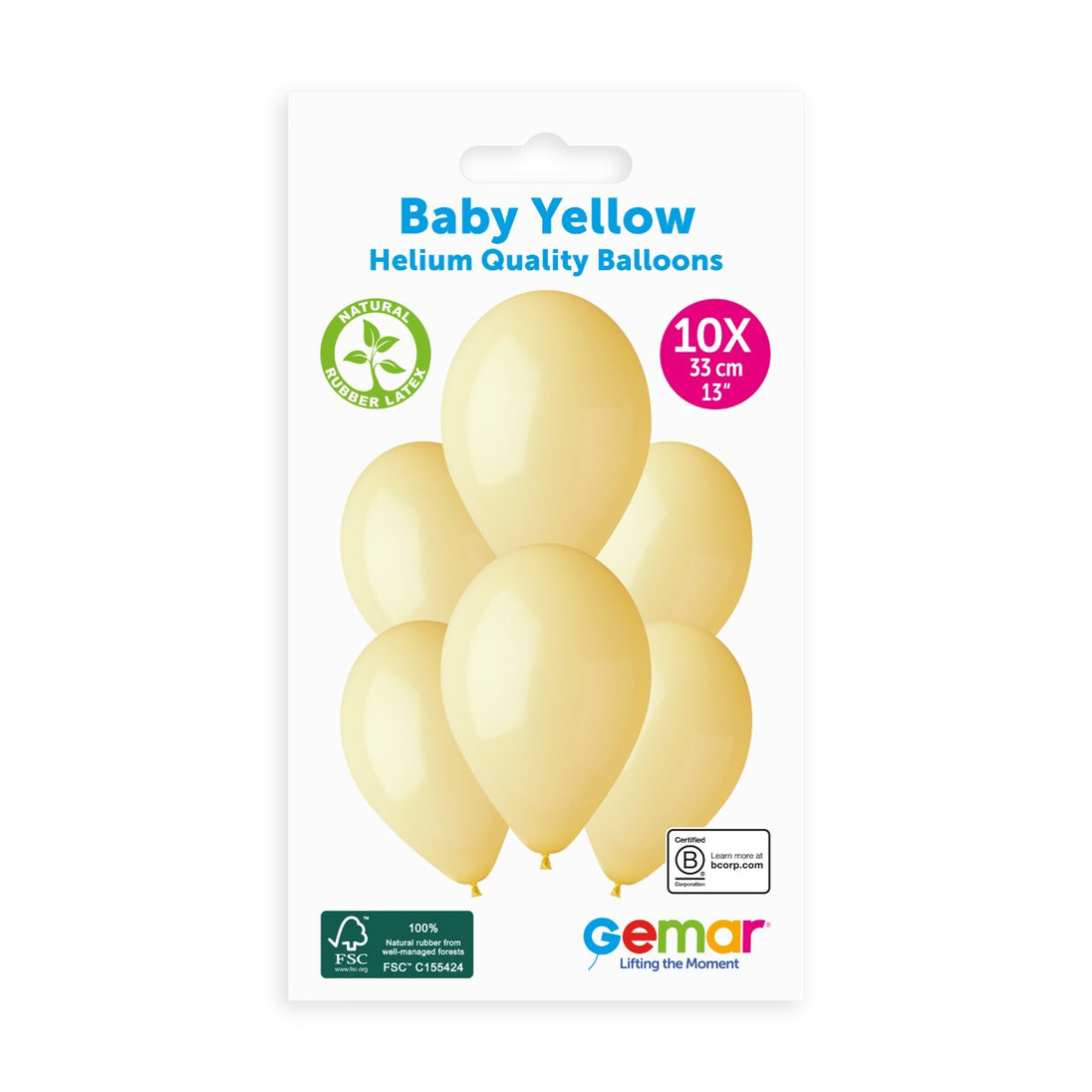 Gemar 13" Baby Yellow #043 G120 10pcs Round Balloon — Italian store pack original 1200px
