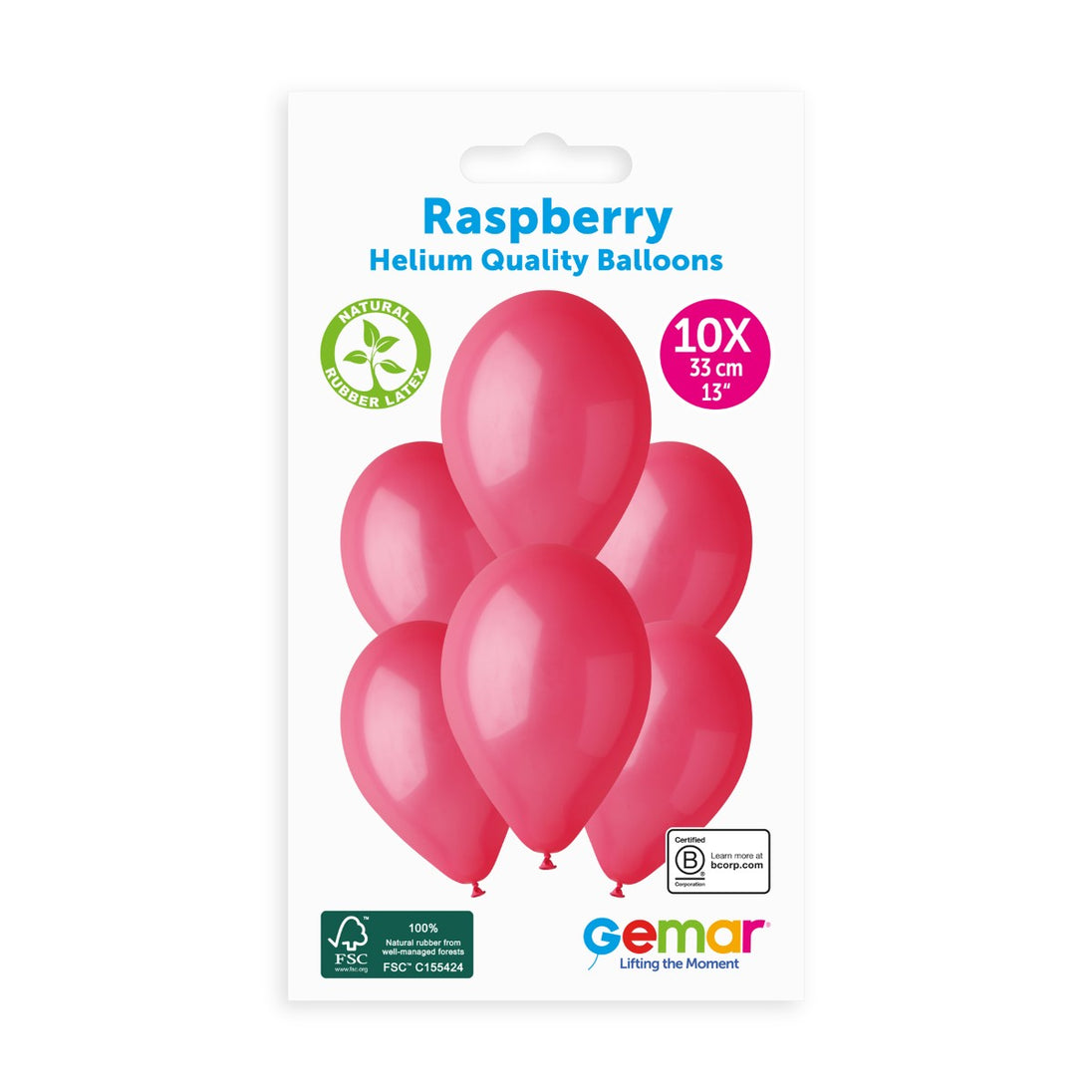 Gemar 13" Red Raspberry #005 G120 10pcs Round Balloon — Italian store pack original 1200px