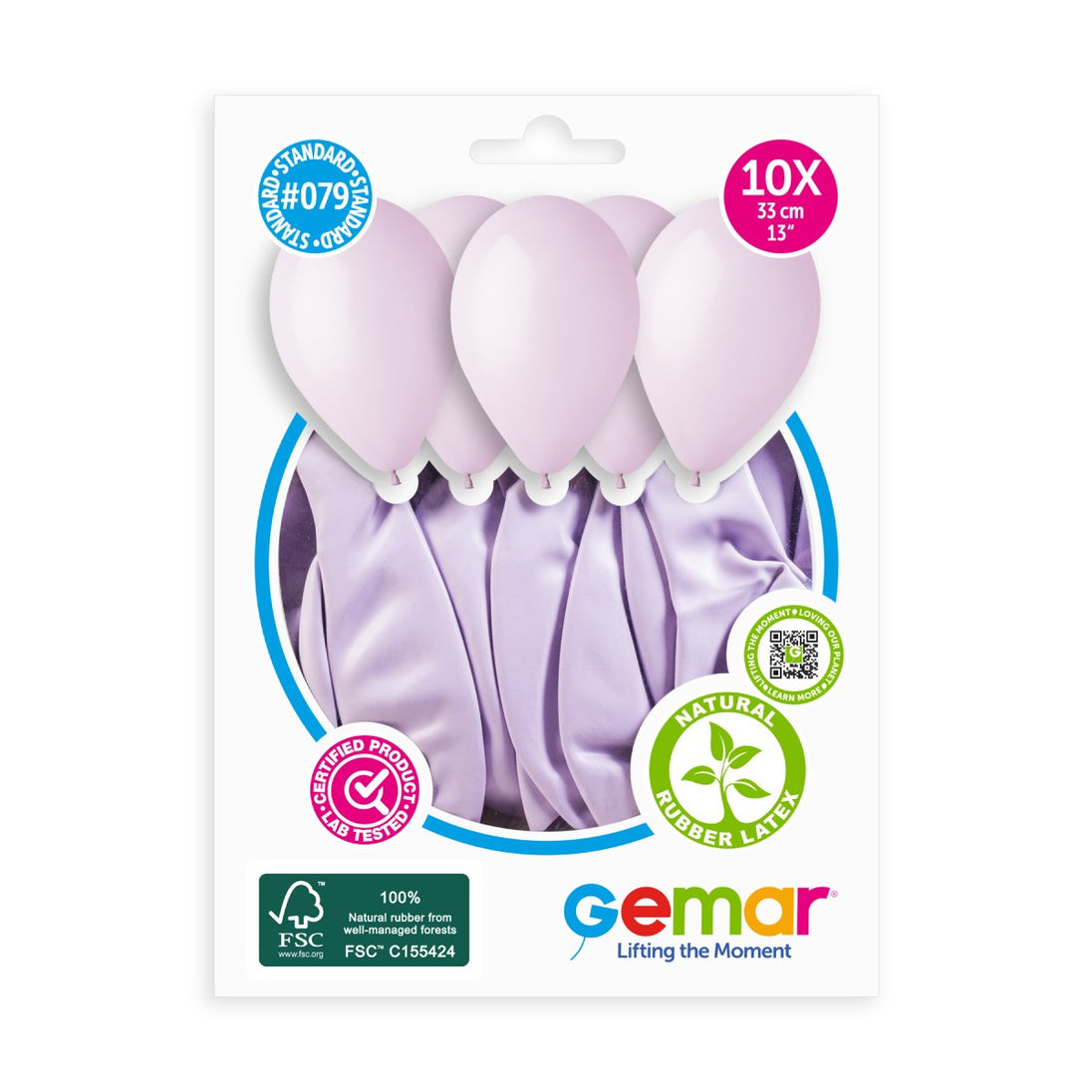Gemar 13" Lilac #079 G120 10pcs Round Balloon — Italian store pack original 1200px