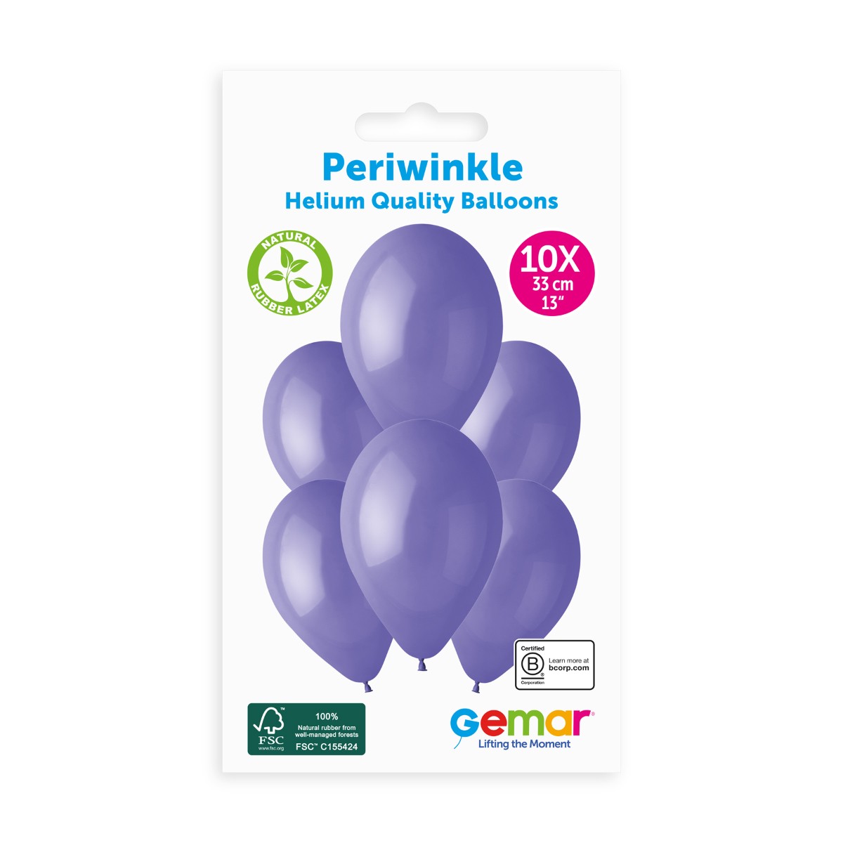 Gemar 13" Periwinkle #075 G120 10pcs Round Balloon — Italian store pack original 1200px