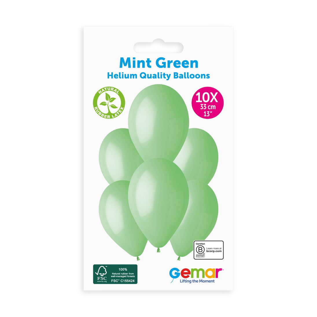 Gemar 13" Mint Green #077 G120 10pcs Round Balloon — Italian store pack original 1200px