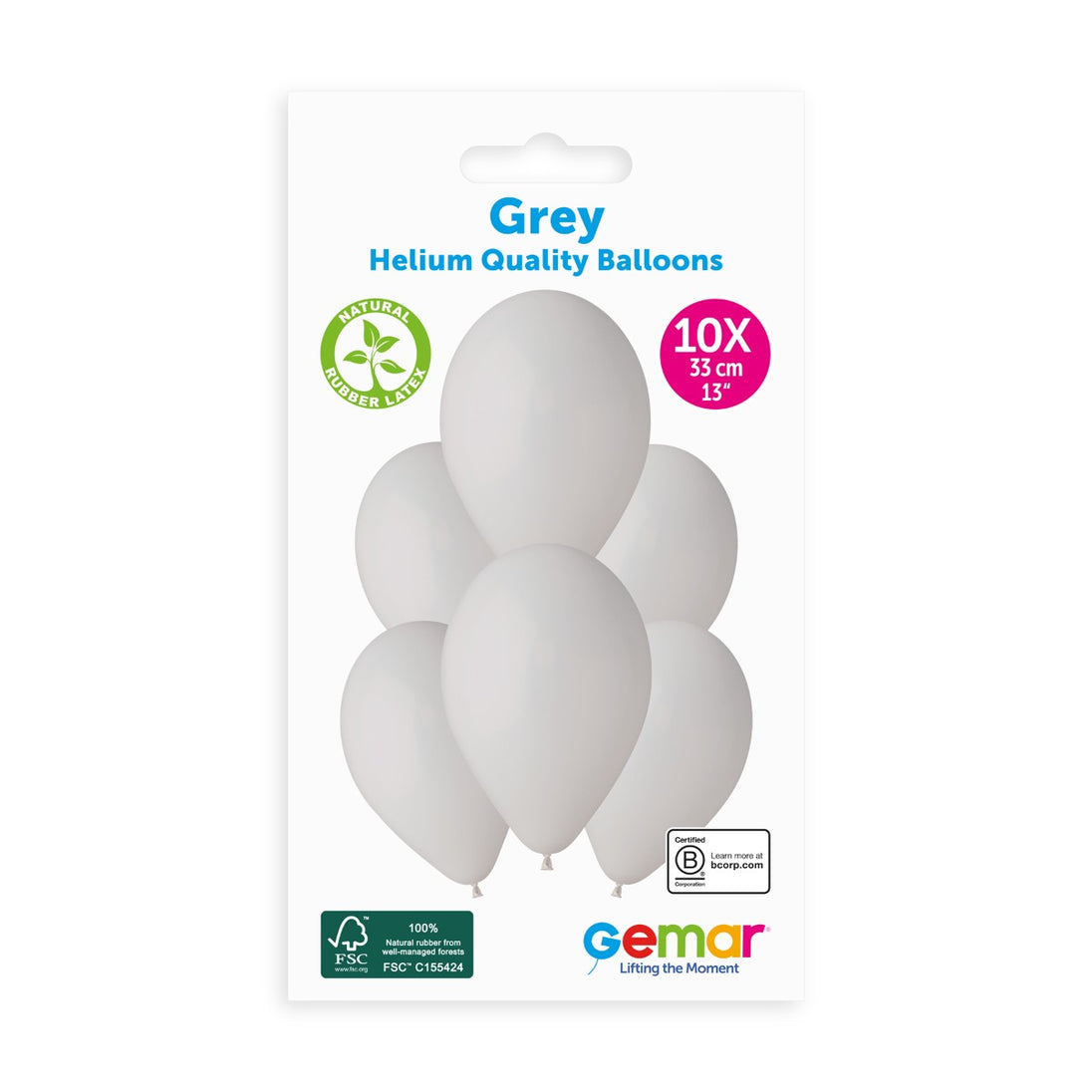 Gemar 13" Grey #070 G120 10pcs Round Balloon — Italian store pack original 1200px