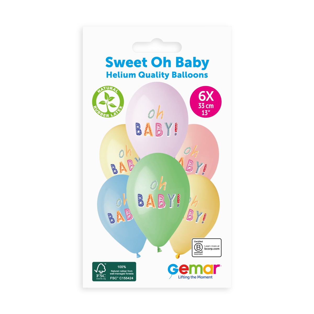 Gemar 13" Sweet Oh Baby #1013 GS120 6pcs Round Balloon — Italian store pack original 1200px