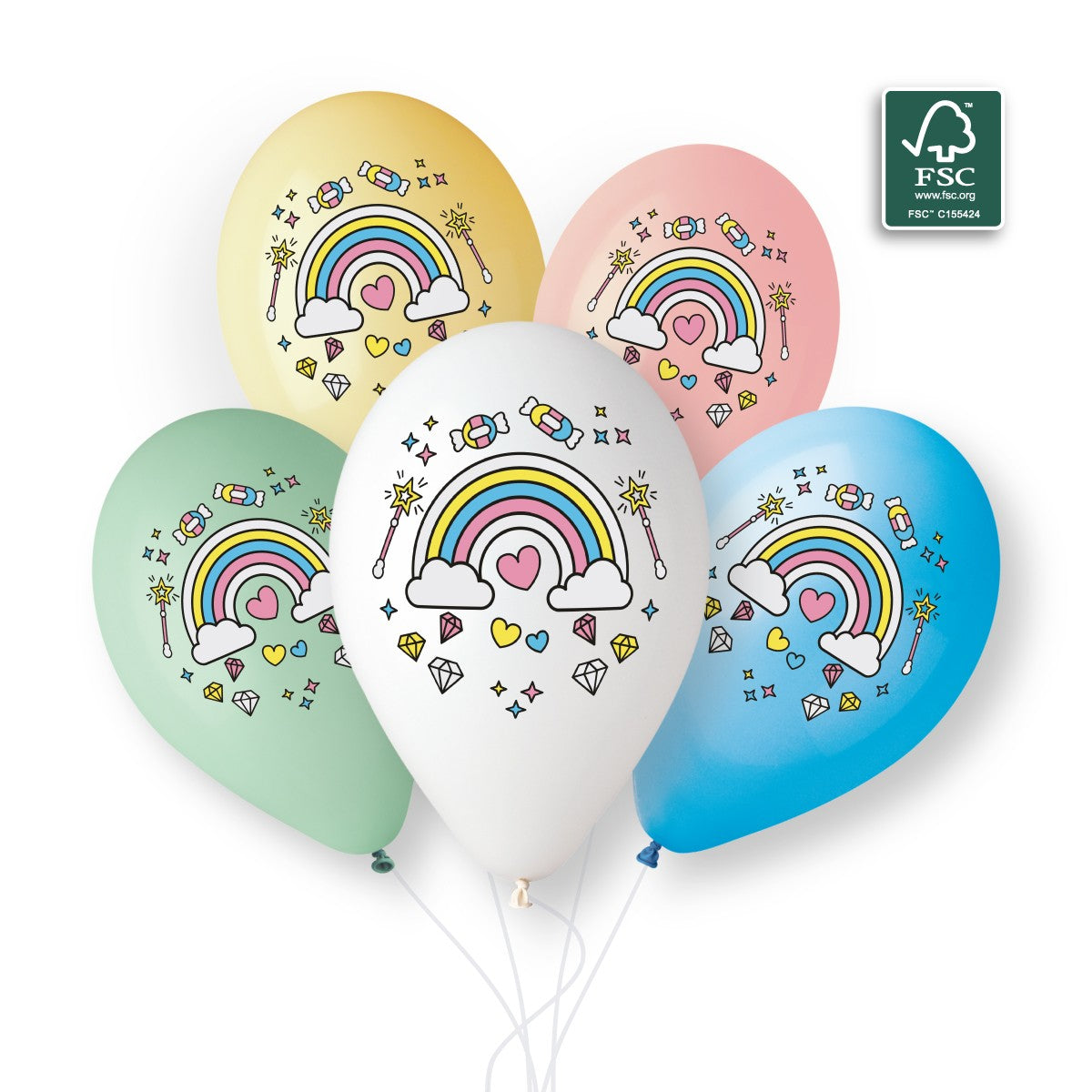 Gemar 13" Colourful Rainbow #662 GS120 6pcs Round Balloon — Italian store beauty original 1200px