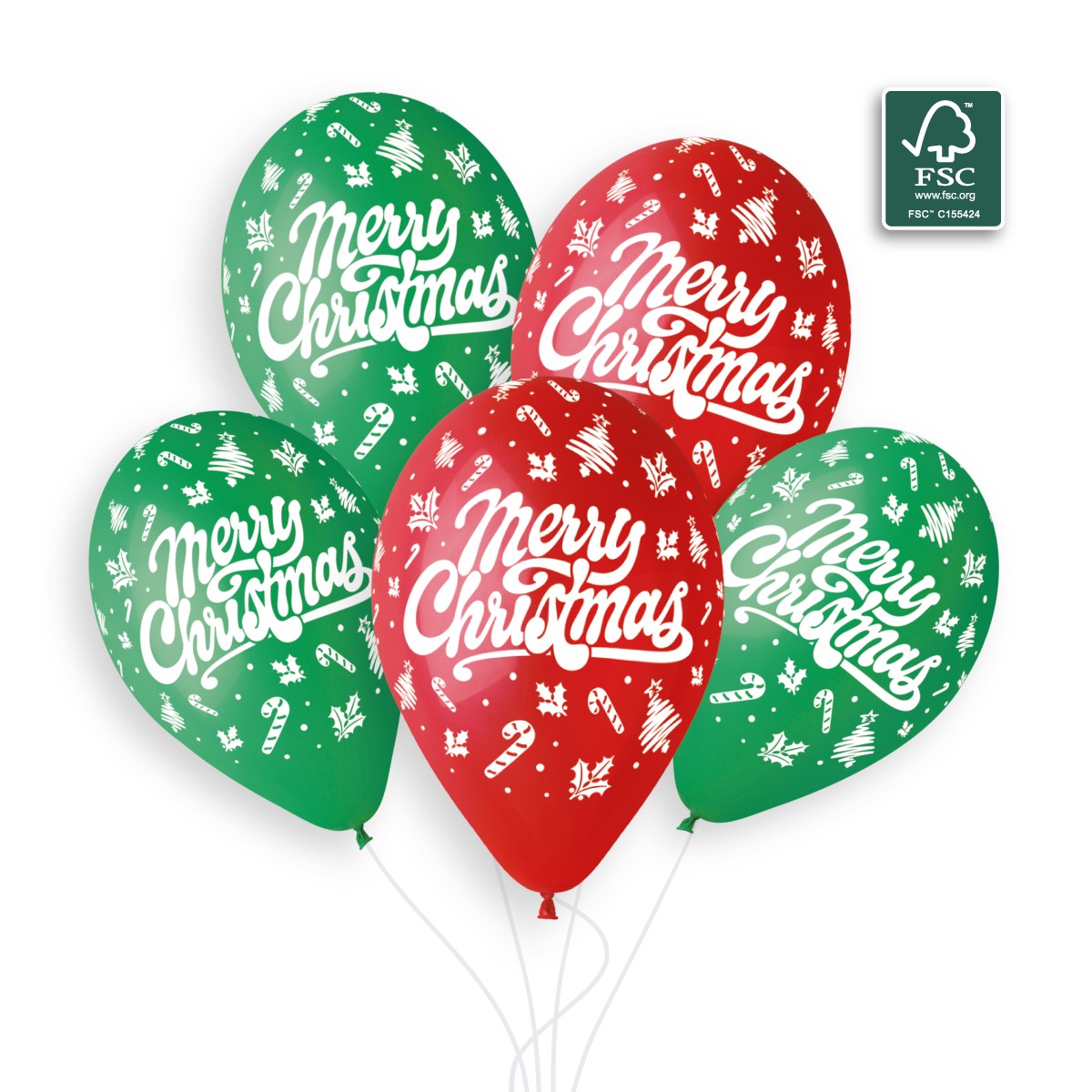 Gemar 13" Merry Christmas #112 GS120 6pcs Round Balloon — Italian store beauty original 1200px