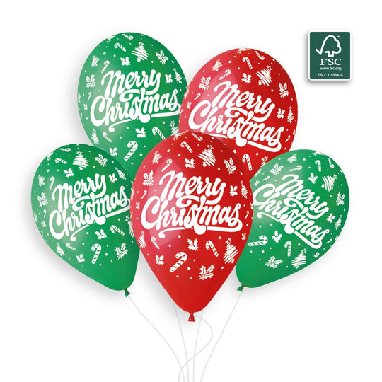Gemar 13" Merry Christmas #112 GS120 6pcs Round Balloon — Italian store beauty original 1200px
