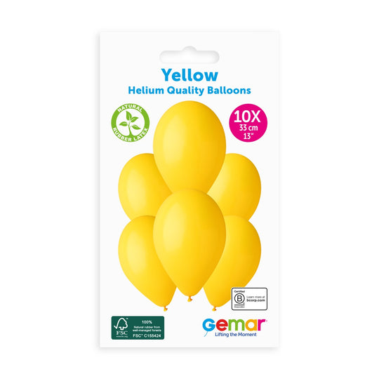 Gemar 13" Yellow #002 G120 10pcs Round Balloon — Italian store hang-pack original 1200px