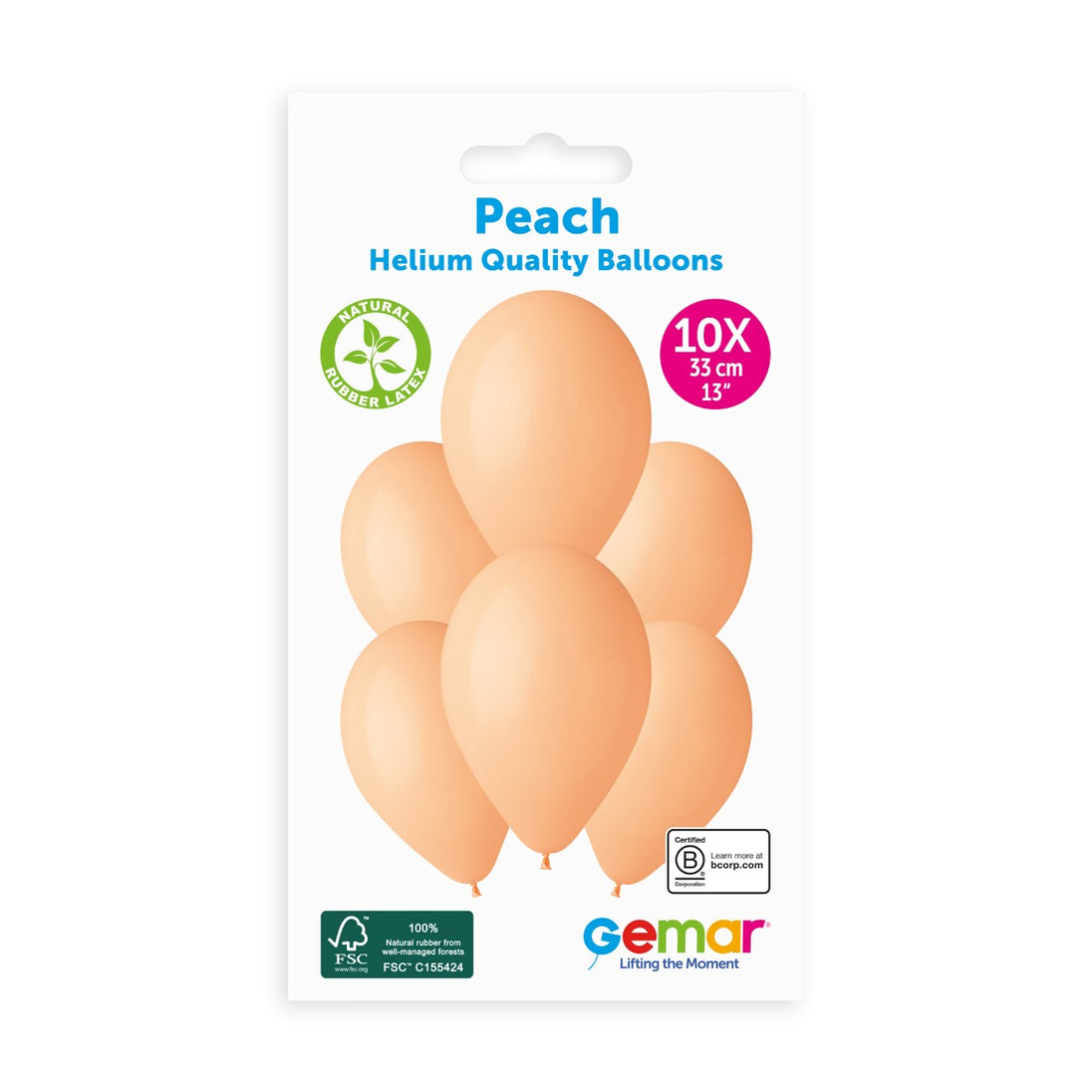 Gemar 13" Peach #060 G120 10pcs Round Balloon — Italian store hang-pack original 1200px