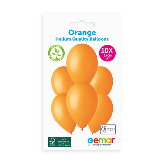 Gemar 13" Orange #004 G120 10pcs Round Balloon — Italian store hang-pack original 1200px