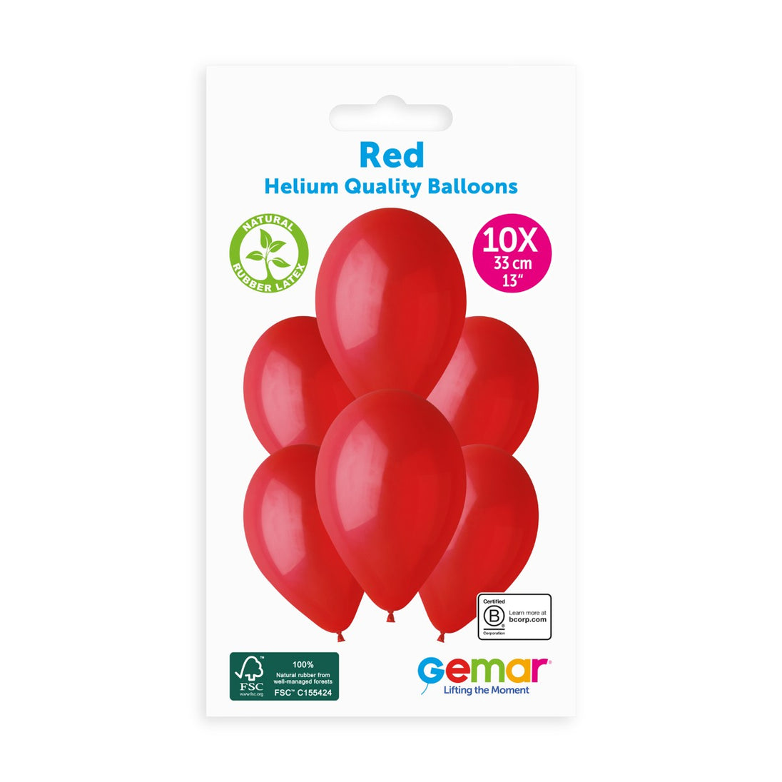 Gemar 13" Red #045 G120 10pcs Round Balloon — Italian store hang-pack original 1200px