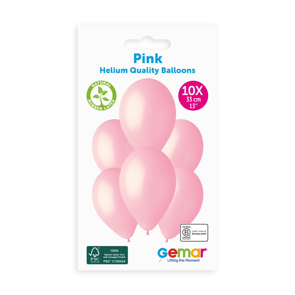 Gemar 13" Pink #057 G120 10pcs Round Balloon — Italian store hang-pack original 1200px