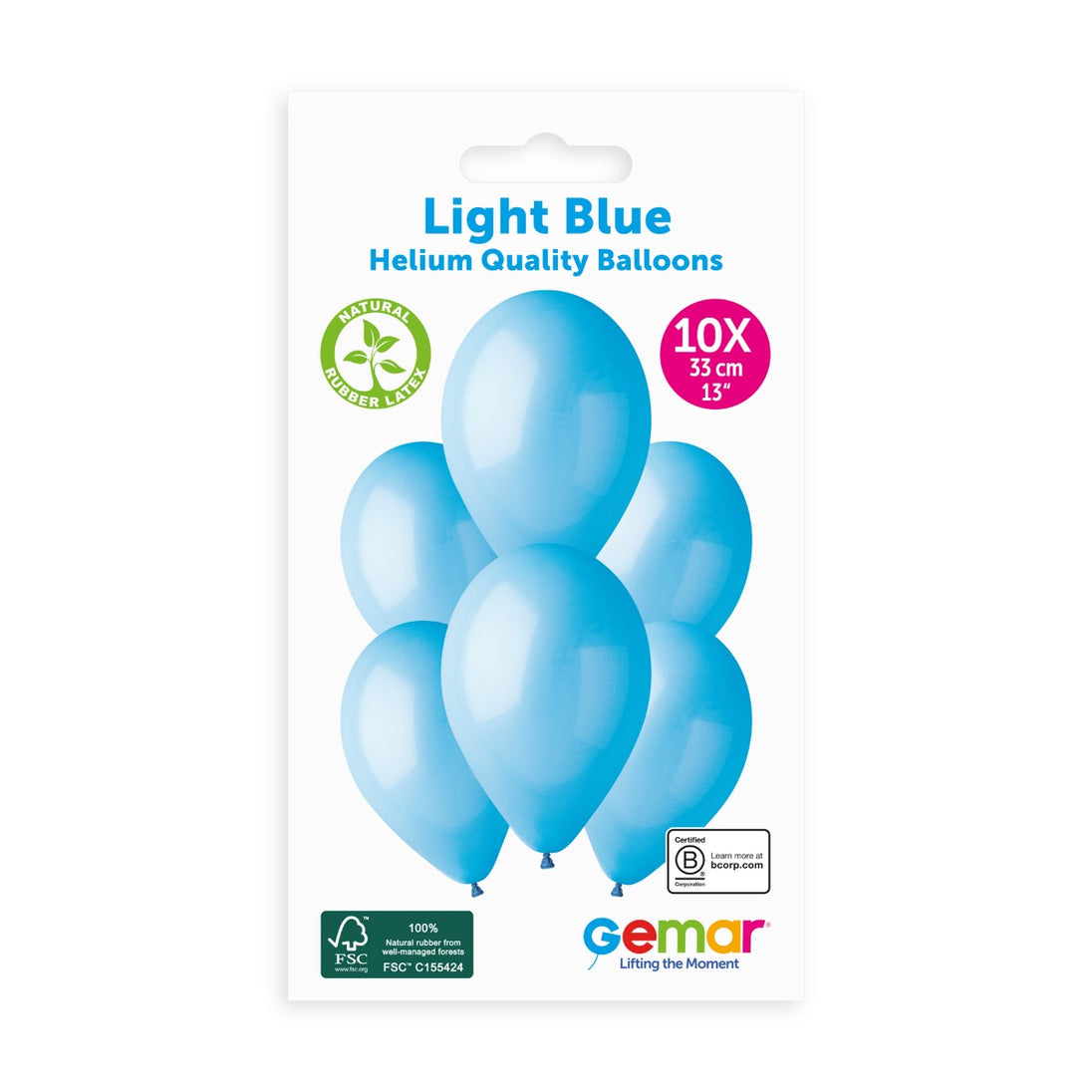Gemar 13" Light Blue #009 G120 10pcs Round Balloon — Italian store hang-pack original 1200px