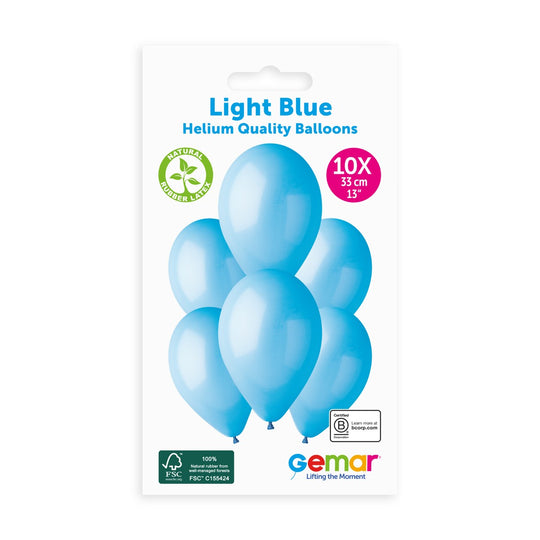Gemar 13" Light Blue #009 G120 10pcs Round Balloon — Italian store hang-pack original 1200px