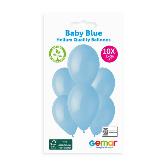 Gemar 13" Baby Blue #072 G120 10pcs Round Balloon — Italian store hang-pack original 1200px