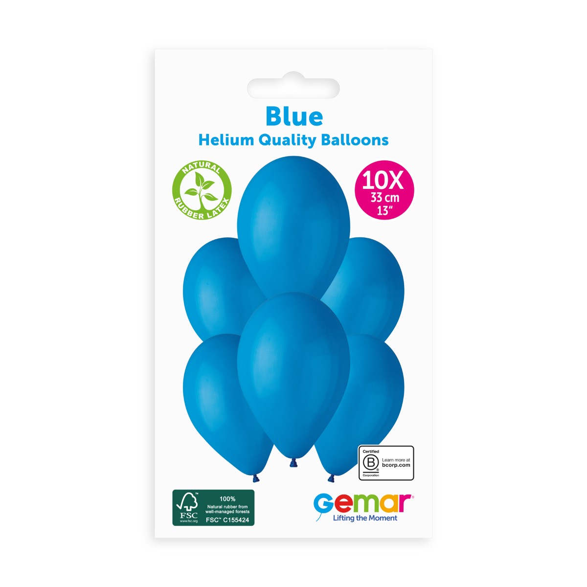 Gemar 13" Blue #010 G120 10pcs Round Balloon — Italian store hang-pack original 1200px