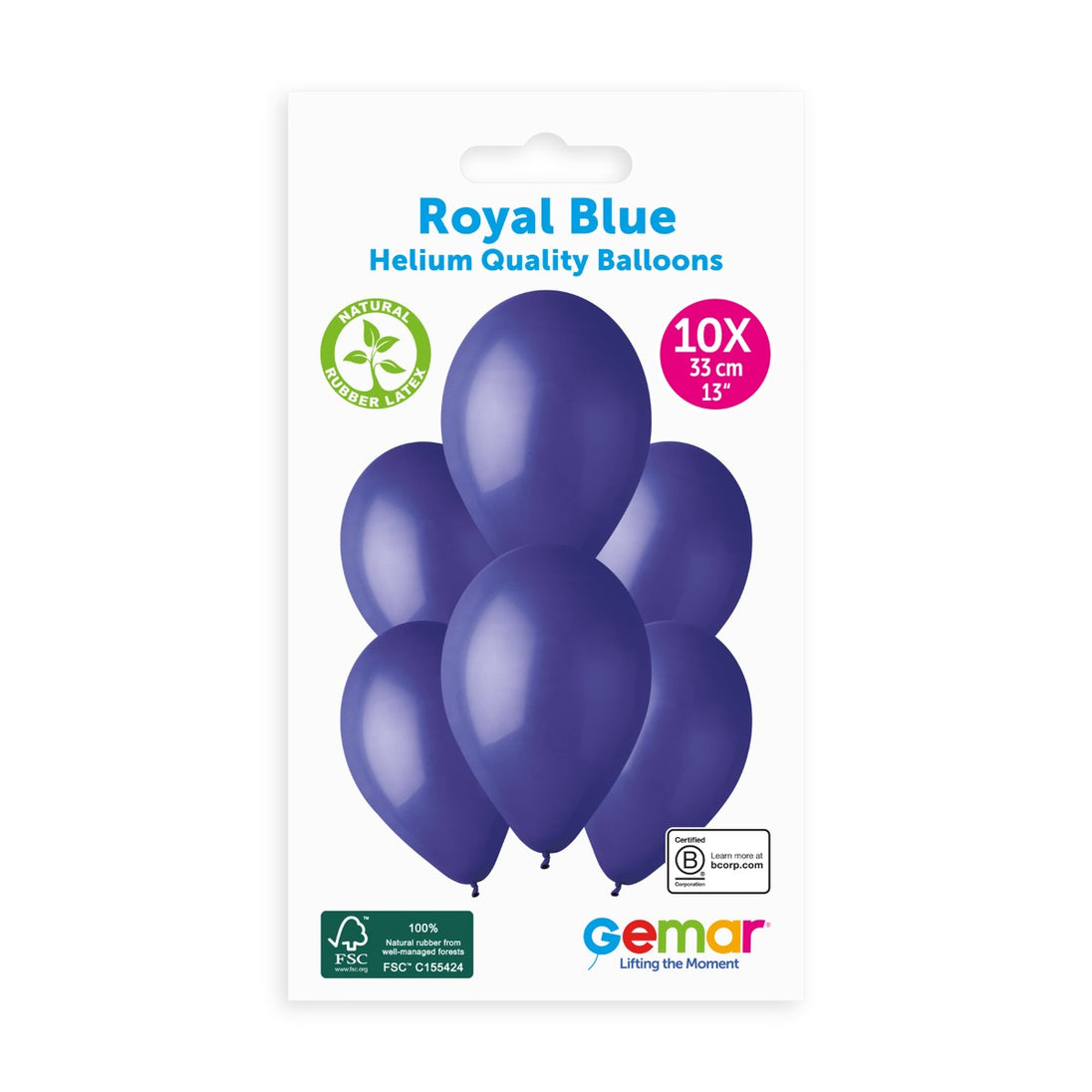 Gemar 13" Royal Blue #046 G120 10pcs Round Balloon — Italian store hang-pack original 1200px