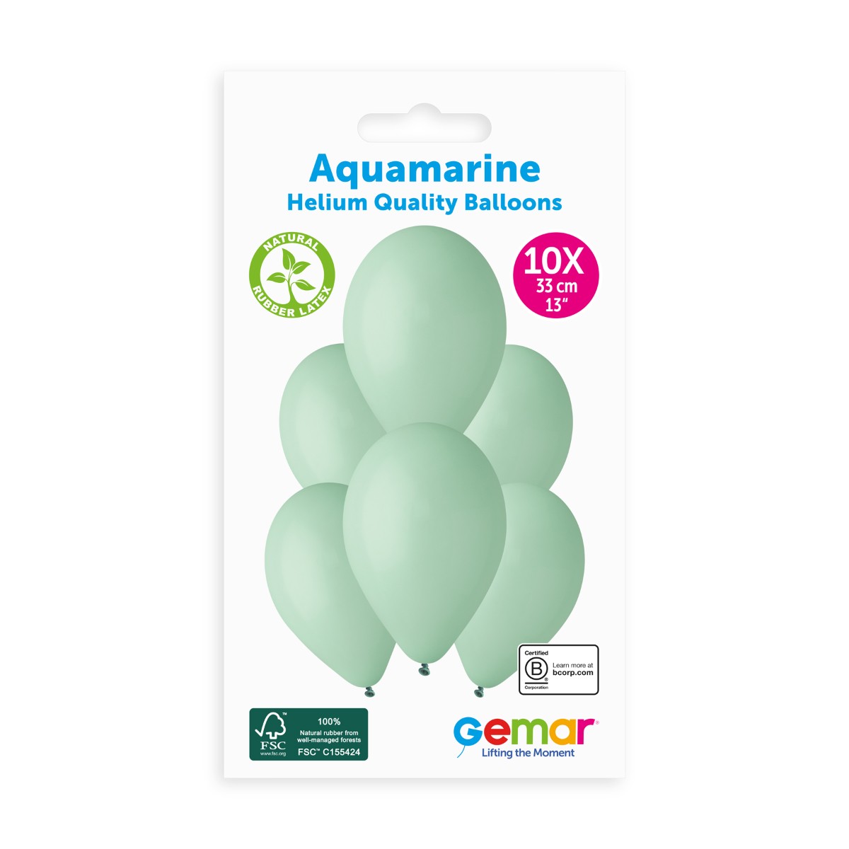 Gemar 13" Aquamarine #050 G120 10pcs Round Balloon — Italian store hang-pack original 1200px